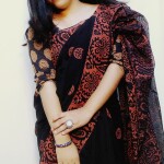 Block Printed Half Silk Saree