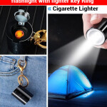 3 in 1 Portable Mini Rechargeable flashlight with lighter key Ring