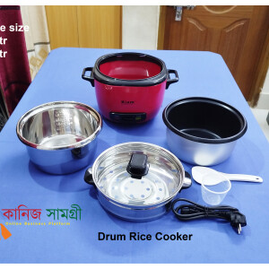 Drum Rice Cooker (1.8Ltr): Joint Body SS with Glass Lid