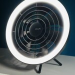 JISULIFE FA17 Rechargeable Fan with LED Light and Table Tripod- Black Color