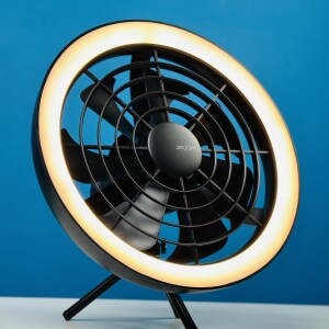 JISULIFE FA17 Rechargeable Fan with LED Light and Table Tripod- Black Color