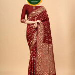 Printed Silk Saree With Blouse Piece For Women