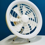 JISULIFE FA17 Rechargeable Fan With LED Ceiling Fan With Long Tripod Stand- White Color