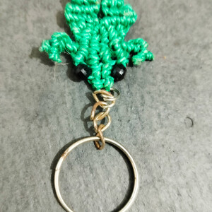 Frog shaped jute key ring